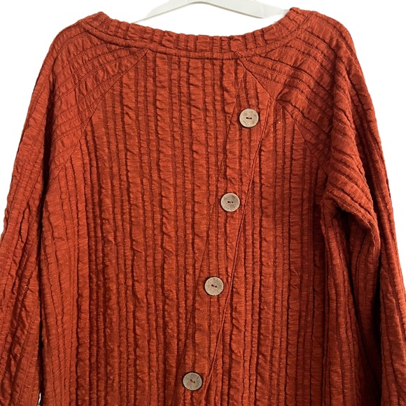 Soft Surroundings Orange Goldie Tunic Top Sweater Button Back Size Large - Picture 9 of 11